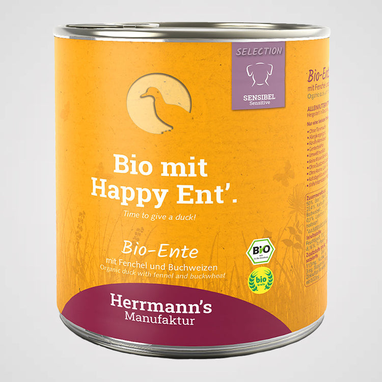 HERRMANN'S - Bio Ente mit Buchweizen | Premium Nassfutter für Hunde