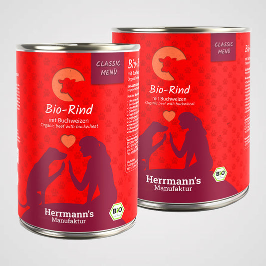 HERRMANN'S - Bio Rind mit Buchweizen | Premium Nassfutter für Hunde