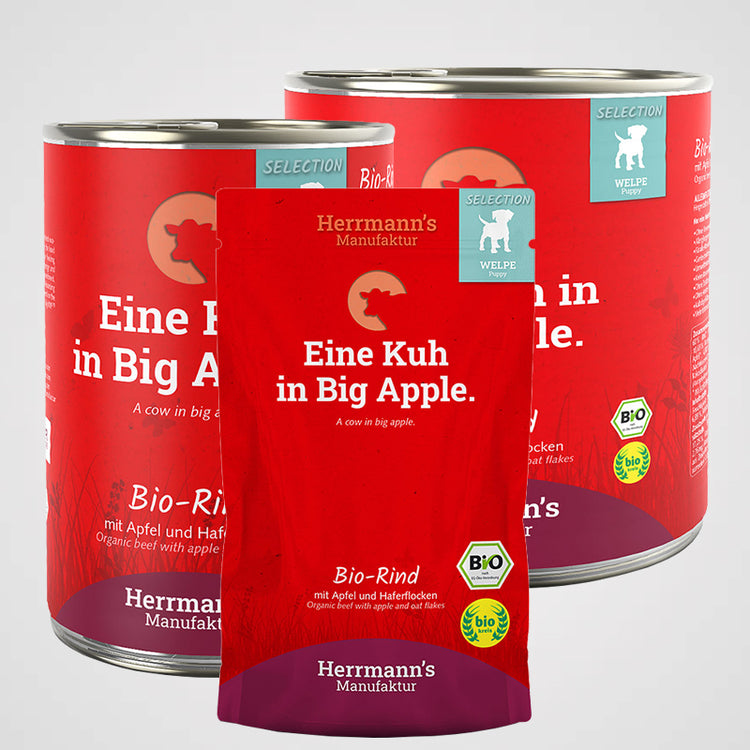 HERRMANN'S - Welpenmenü Bio-Rind, Apfel & Haferflocken | Premium Nassfutter für Hunde