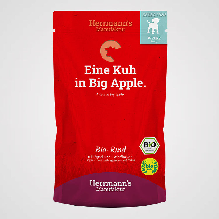 HERRMANN'S - Welpenmenü Bio-Rind, Apfel & Haferflocken | Premium Nassfutter für Hunde