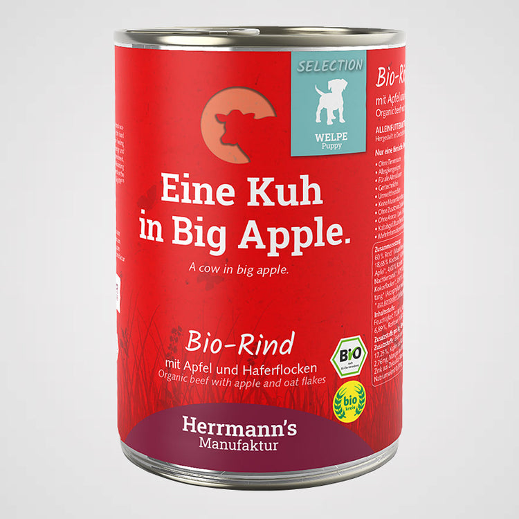 HERRMANN'S - Welpenmenü Bio-Rind, Apfel & Haferflocken | Premium Nassfutter für Hunde