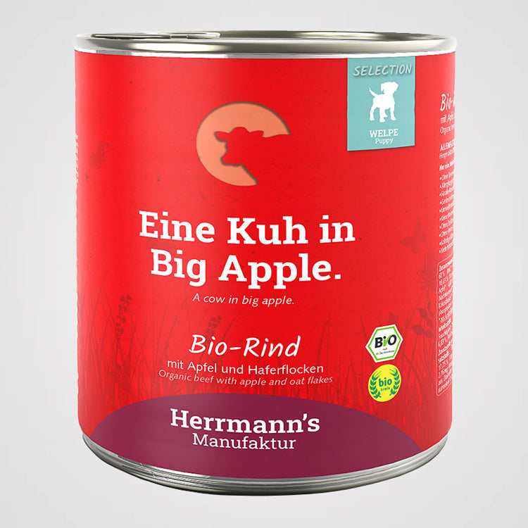 HERRMANN'S - Welpenmenü Bio-Rind, Apfel & Haferflocken | Premium Nassfutter für Hunde