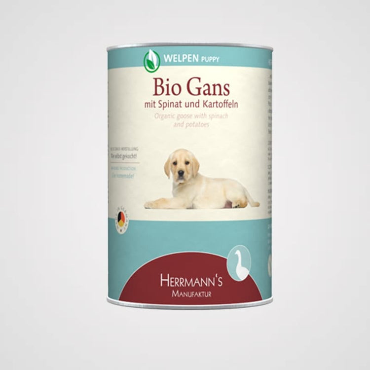 HERRMANN'S Welpenmenü - Bio-Gans, Spinat & Kartoffeln | Premium Nassfutter für Hunde