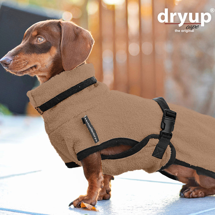 DRYUP cape Dackel & Co | Hundebademantel - mit angepasstem Schnitt für Dackel