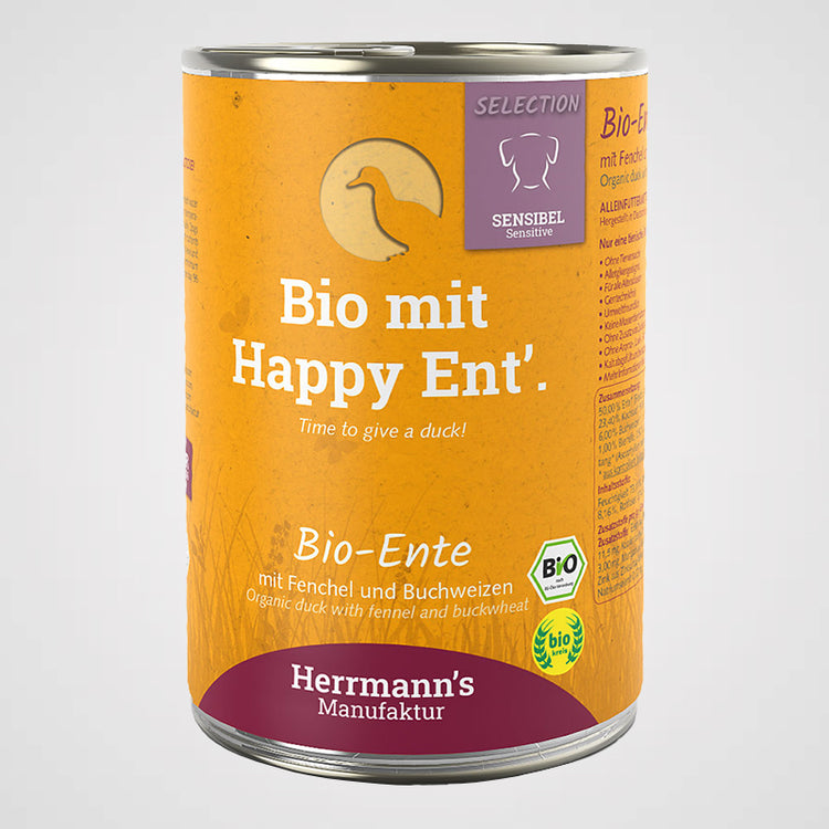 HERRMANN'S - Bio Ente mit Buchweizen | Premium Nassfutter für Hunde