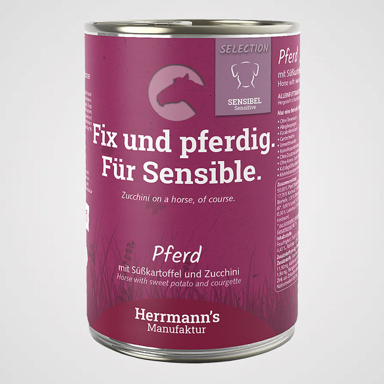 HERRMANN'S - Pferd mit Süßkartoffeln & Zucchini | Premium Nassfutter für Hunde