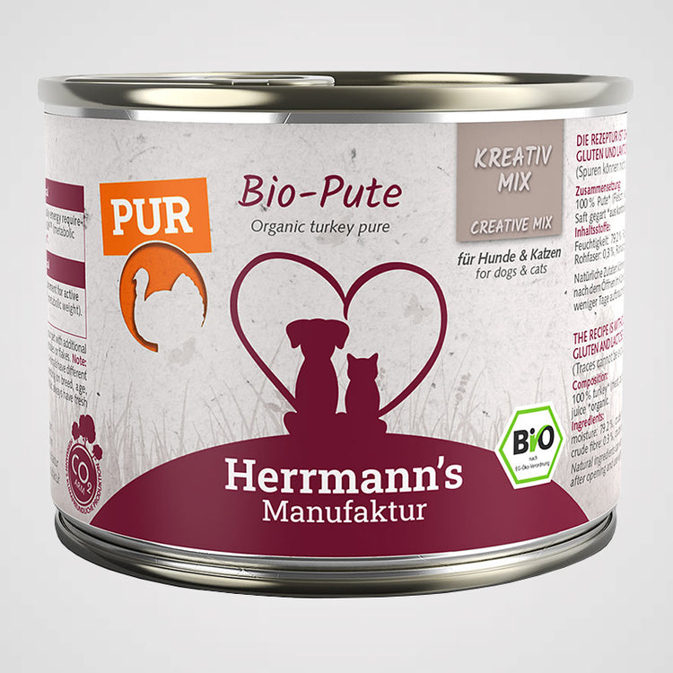 HERRMANN'S - Bio Pute Reinfleisch | Premium Nassfutter für Hunde