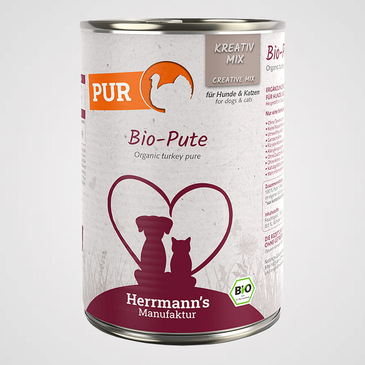 HERRMANN'S - Bio Pute Reinfleisch | Premium Nassfutter für Hunde