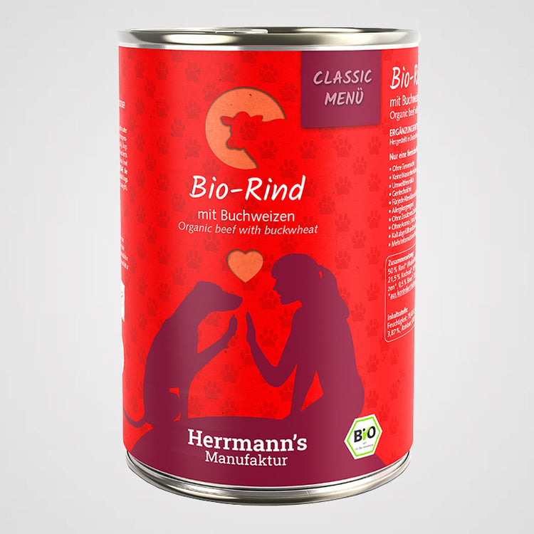 HERRMANN'S - Bio Rind mit Buchweizen | Premium Nassfutter für Hunde