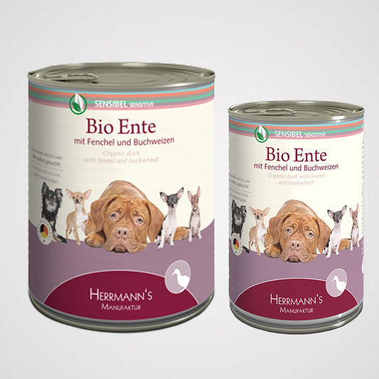 HERRMANN'S - Bio Ente mit Buchweizen | Premium Nassfutter für Hunde