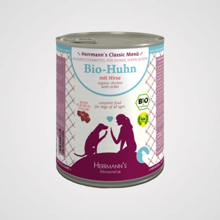 HERRMANN'S - Bio Huhn mit Hirse | Premium Nassfutter für Deinen Hund