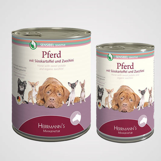 HERRMANN'S - Pferd mit Süßkartoffeln & Zucchini | Premium Nassfutter für Hunde