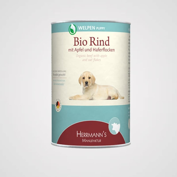 HERRMANN'S - Welpenmenü Bio-Rind, Apfel & Haferflocken | Premium Nassfutter für Hunde
